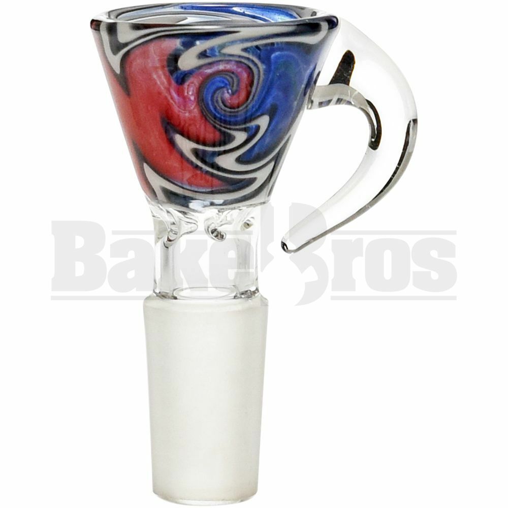 BOWL FUNNEL WIG WAG DESIGN W/ BULLHORN HANDLE JAILHOUSE RED BLUE 18MM