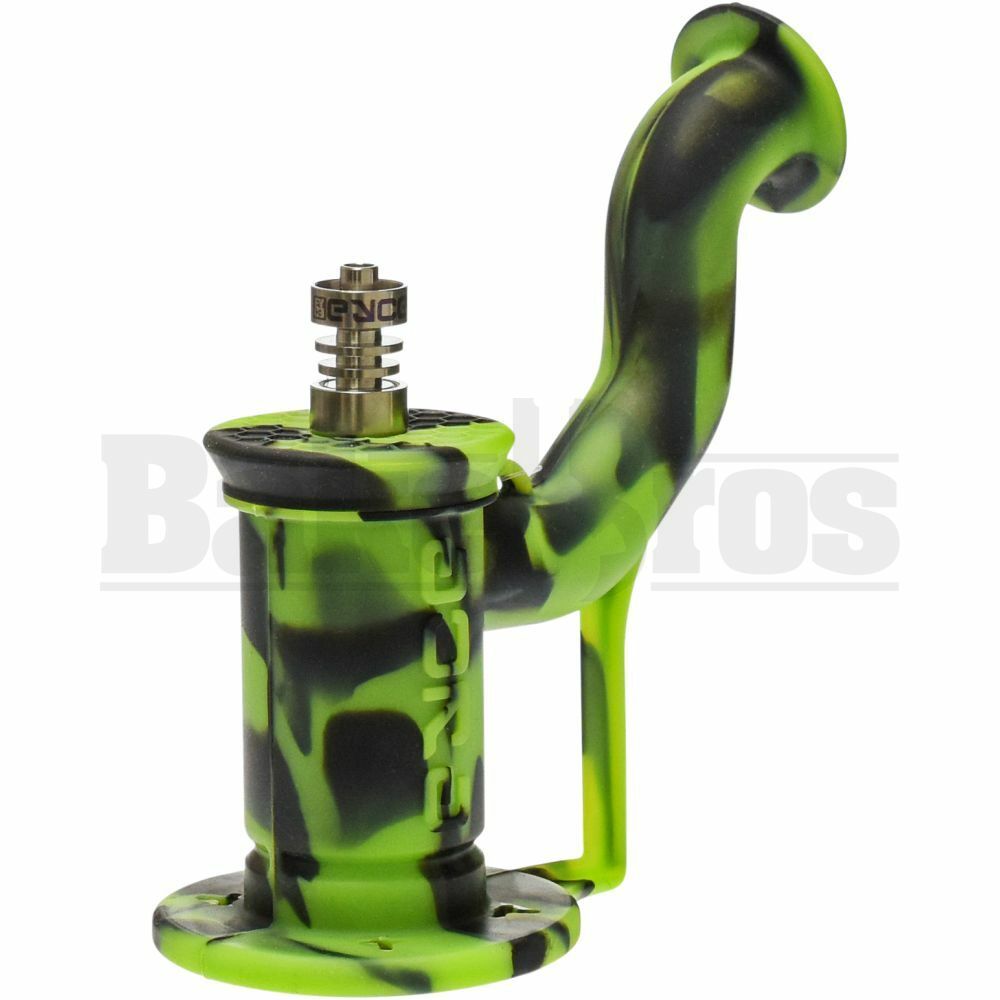 EYCE SILICONE WP SHERLOCK BUBBLER 2 PIECE W/ TITANIUM DABBER & DUO NAIL  ASSORTED DESIGN 6" BLACK GREEN FEMALE 10MM