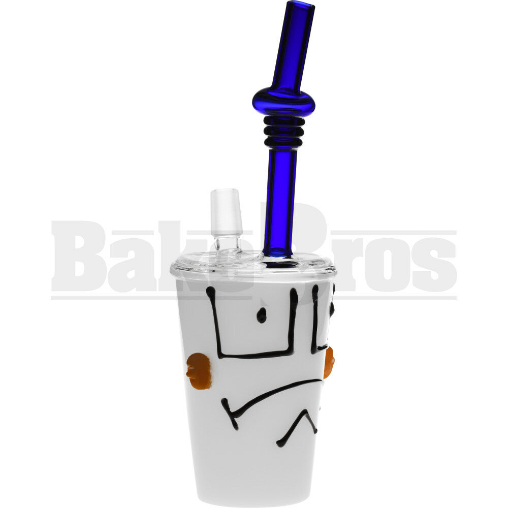 WP CARTOON CHARACTER FACE DABUCCINO SHAKE CUP 8" WHITE BLUE MALE 14MM