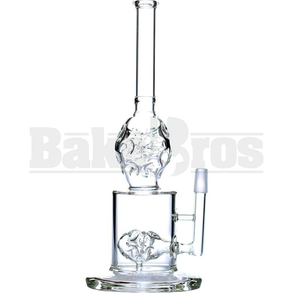 WP STRAIGHT TUBE W/ 2X CHAMBER ICICLE PRONG HAIL STONE PERC 11" CLEAR MALE 14MM