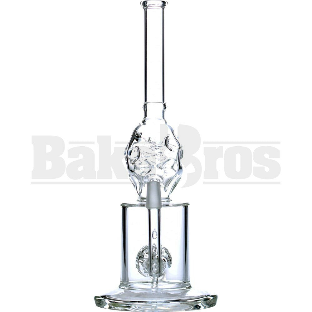 WP STRAIGHT TUBE W/ 2X CHAMBER ICICLE PRONG HAIL STONE PERC 11" CLEAR MALE 14MM