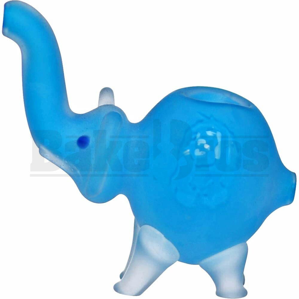 ANIMAL HAND PIPE GLASS ELEPHANT W/ DREADLOCK FACE 3D ETCH 4" ASSORTED