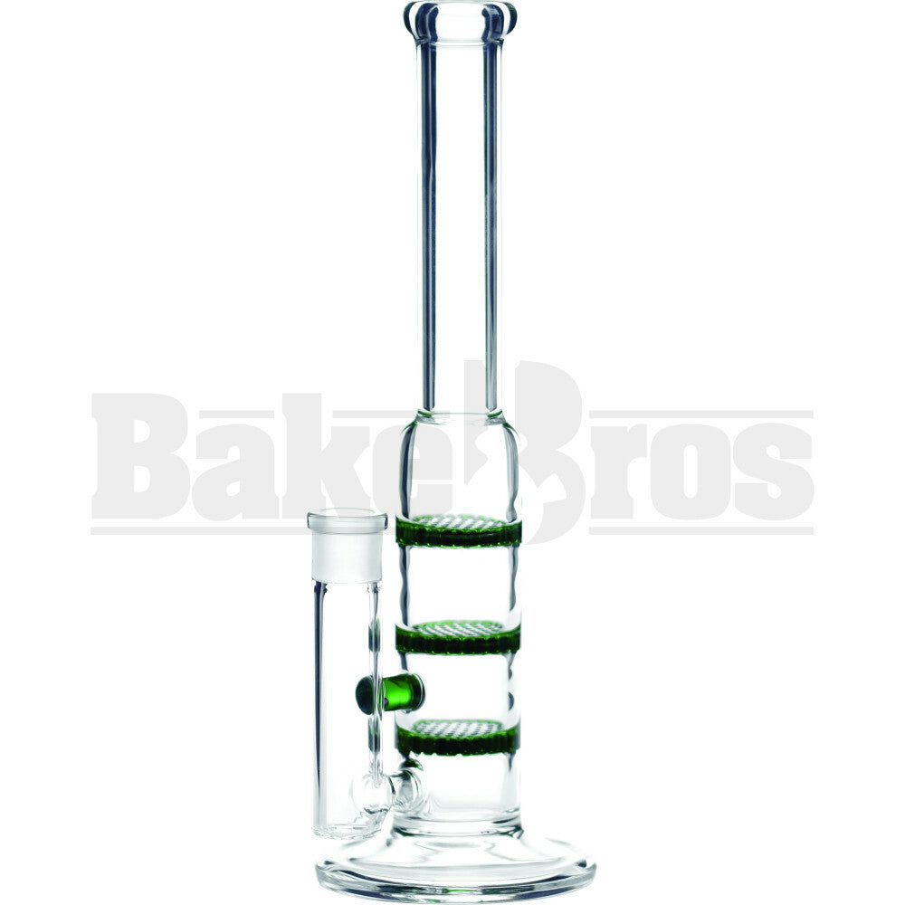 WP 3X HONEYCOMB PERC STEMLESS 38MM TUBE 10" GREEN FEMALE 14MM