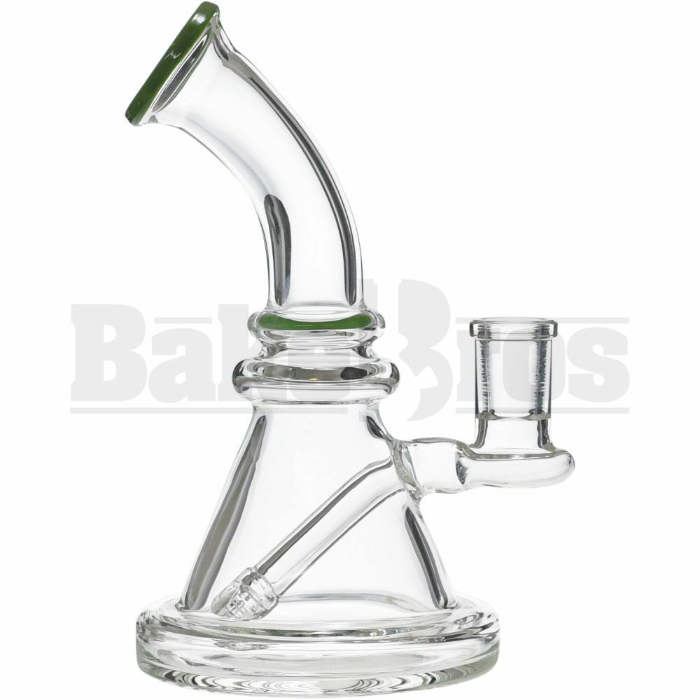 WP BENT NEXT SHRUB BEAKER DESIGN BANGER HANGER W/ BARREL PERC TOP 7" MOSS GREEN FEMALE 14MM