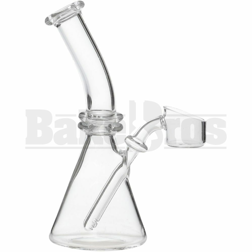 MICRO QUARTZ BEAKER RIG W/ FIXED 2MM THICK BANGER NAIL 15MM DIAM BUCKET 5" CLEAR JOINTLESS NONE