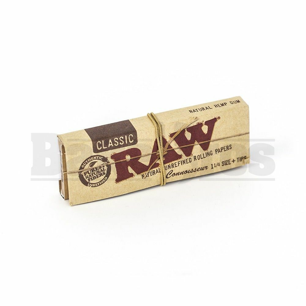 RAW NATURAL PAPERS + TIPS 1 1/4  CONNOISSEUR 32 LEAVES UNFLAVORED Pack of 6