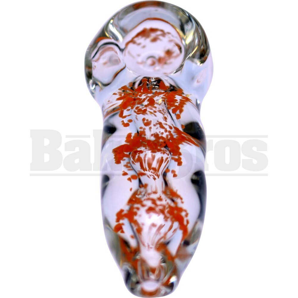 GLASS SPOON HAND PIPE UNBREAKABLE W/ FRIT BITS 3.5" ASSORTED