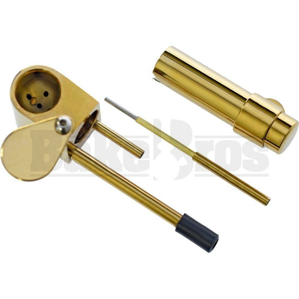 BRASS CARBURETOR HAND PIPE W/ SWIVAL CAP & POKER METALLIC