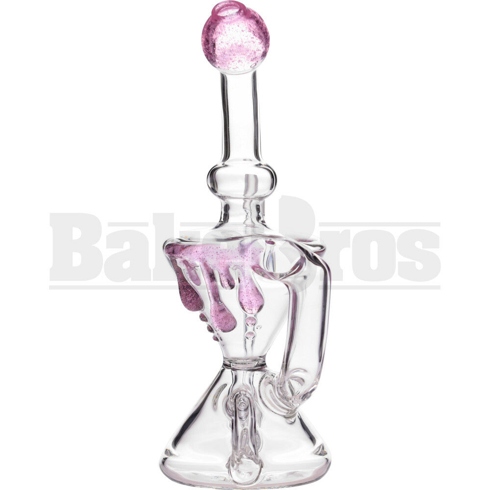 WP HOUR GLASS KLEIN RECYCLER INLINE PERC W/ DRIPS 8" SLIME PINK MALE 10MM