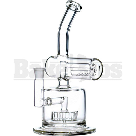 WP BENT NECK SIDE LINE W/ CIRQ & INLINE PERC 12" CLEAR FEMALE 18MM