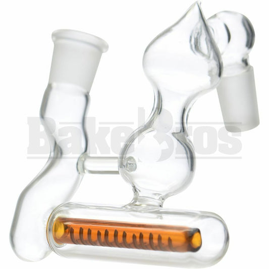 ASHCATCHER INLINE PERC HOUR GLASS T SHAPE 45* ANGLE JOINT AMBER MALE 18MM