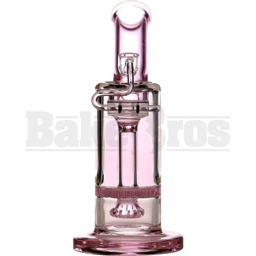 OIL RIG WP W/ HONEYCOMB SHOWERHEAD PERC & HONEYBUCKET QUARTZ NAIL 6" PINK