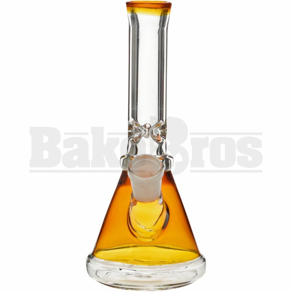 WP DOUBLE RING BEAKER TOP AND BOTTOM COLOR 8" AMBER FEMALE 18MM