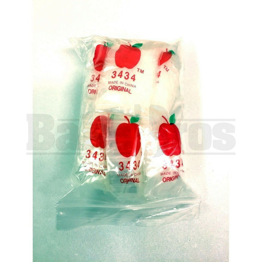 APPLE BAGS BAGGIES 3434 3/4" x 3/4" CLEAR Pack of 10 1000 Per Pack