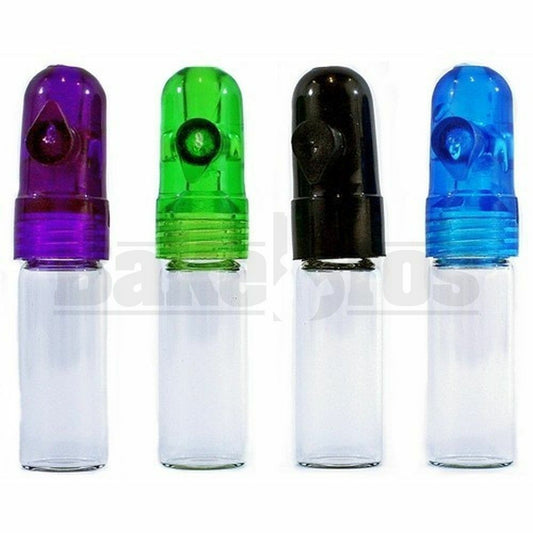 Glass & Plastic Snuff Bullet with Storage Container, 1 x Single, Various  Container Sizes, Mixed Colours