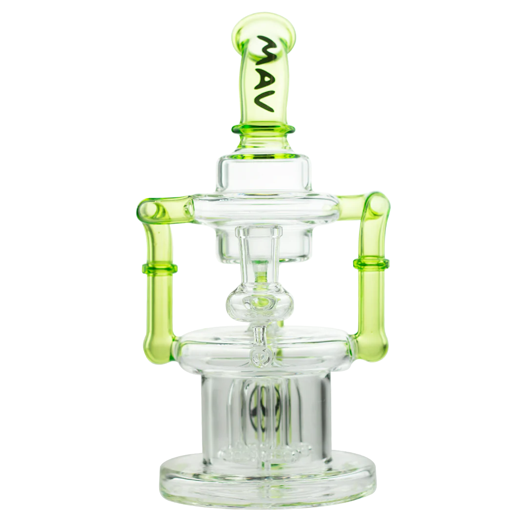 Mav Glass WP The Pasadena Microscopic Quad Shower Bent Neck Recycler 8" Female 14mm